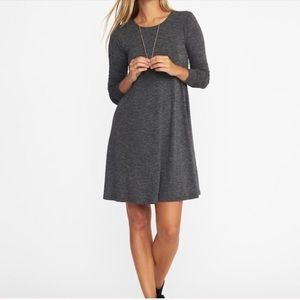 Gray Long Sleeve Swing Dress